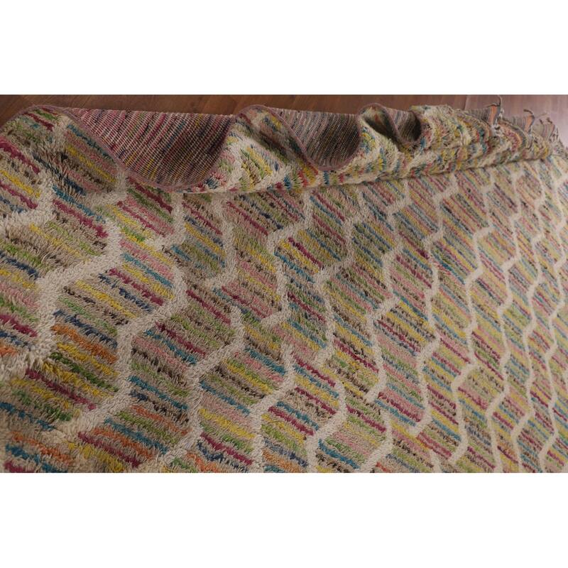 Moroccan Oriental Large Area Rug Hand-Knotted Wool Carpet - 9'4" x 14'10"