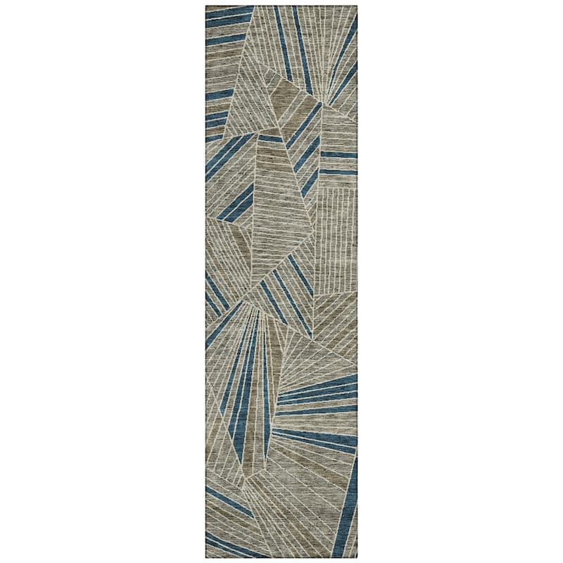 Machine Washable Indoor/ Outdoor Chantille Modern Mosaic Rug