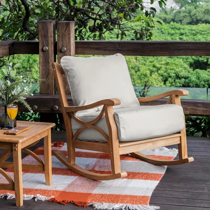 Cambridge Casual Lowell Teak Outdoor Rocking Chair with Cushion