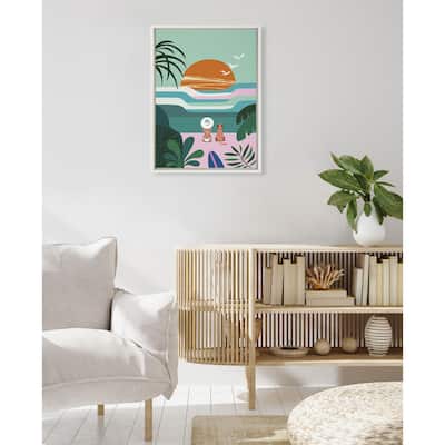 Kate and Laurel Sylvie Sun Flock Framed Canvas by Rachel Lee