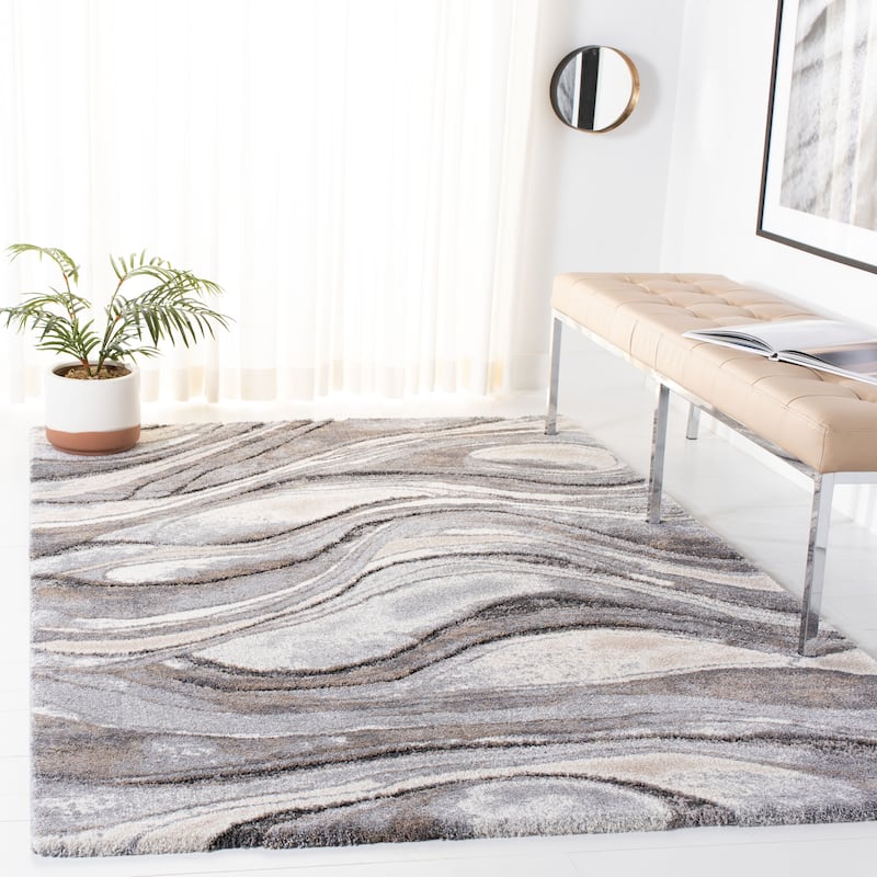 SAFAVIEH Cyrus Shag Jenica Abstract 1-inch Thick Rug - 11' x 15' - Grey/Beige