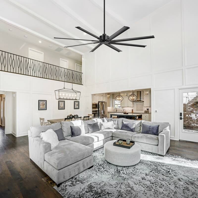 Large 72"/84"/96"/120" Black Ceiling Fan with Remote without Light-6/8 Aluminum Blades
