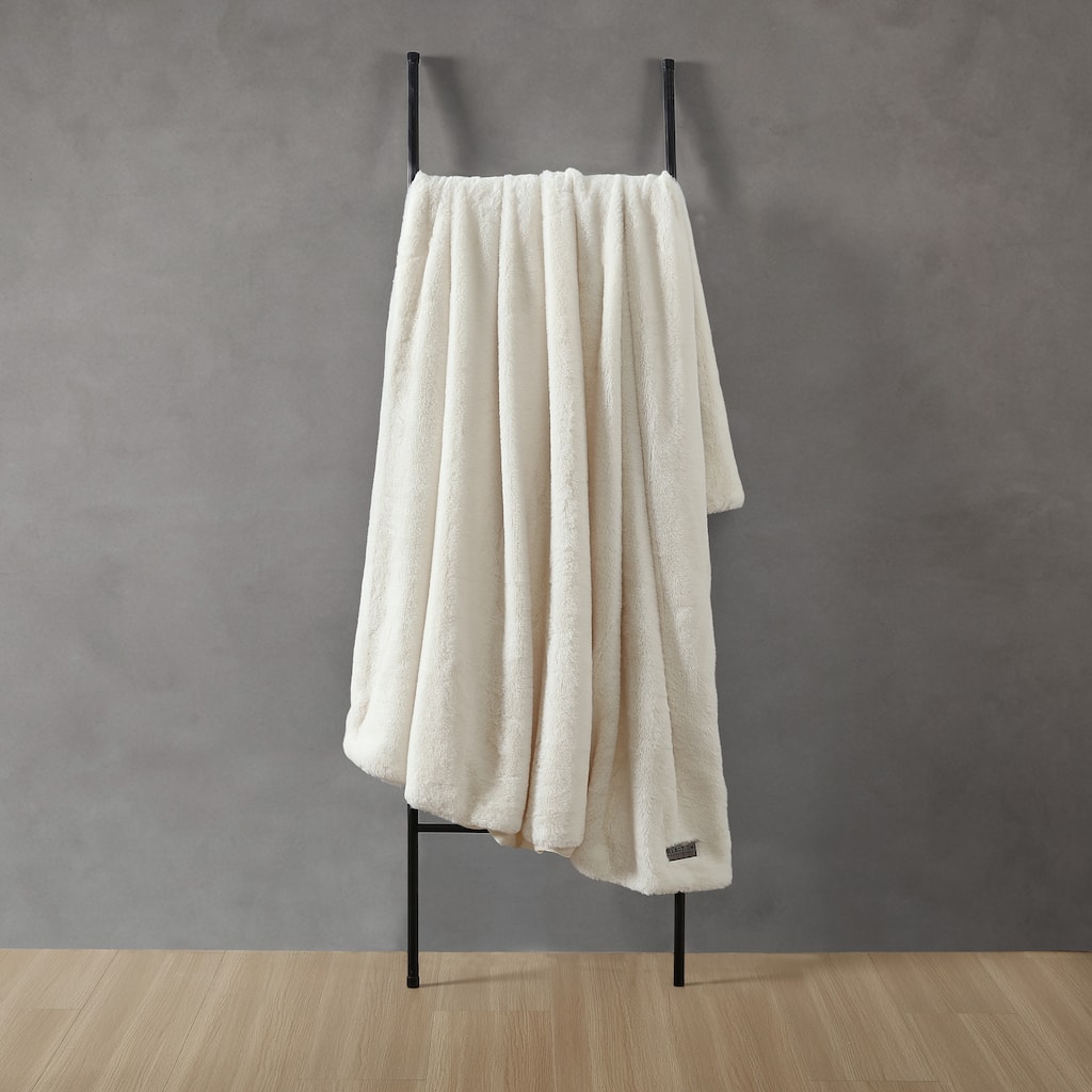 Kenneth Cole Faux Fur Solid Throw Blankets