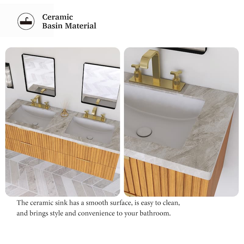 60" Wall-Mounted Bathroom Vanity with Ceramic Sink - 59.84'' x 19.69'' x 20.47''