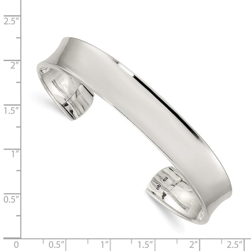 Curata 925 Sterling Silver 10mm Concave Adjustable Cuff Bangle Bracelet