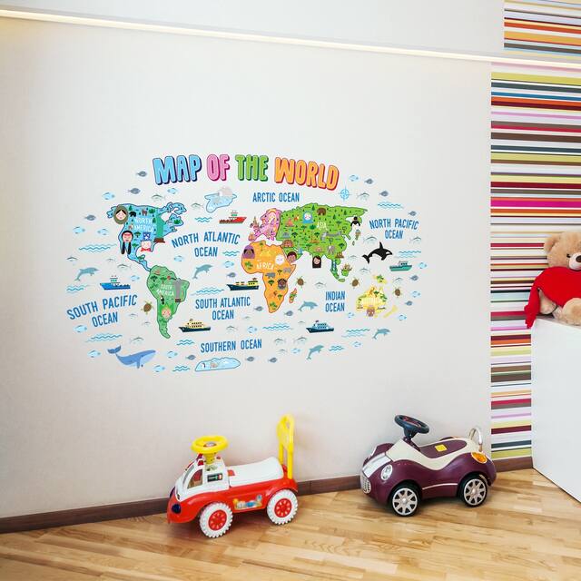 Walplus Map of the World Children Kids Wall Sticker DIY Nursery Decor