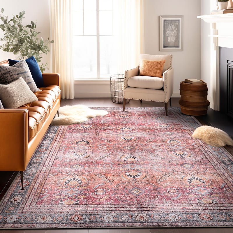 World Rug Gallery Vintage Inspired Machine Washable Non Slip Area Rug