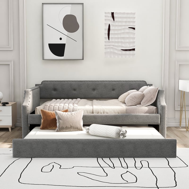 Upholstered Daybed with Trundle,Twin