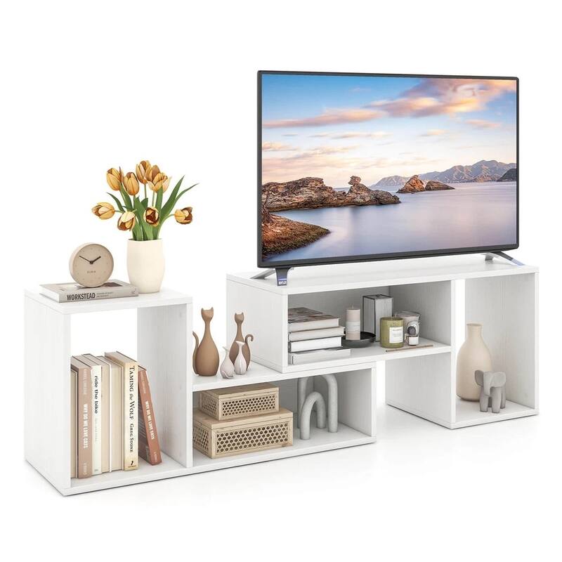 2 Pcs Adjustable TV Stands with Storage Cubes for TVs Up to 55 Inches - 42 inches