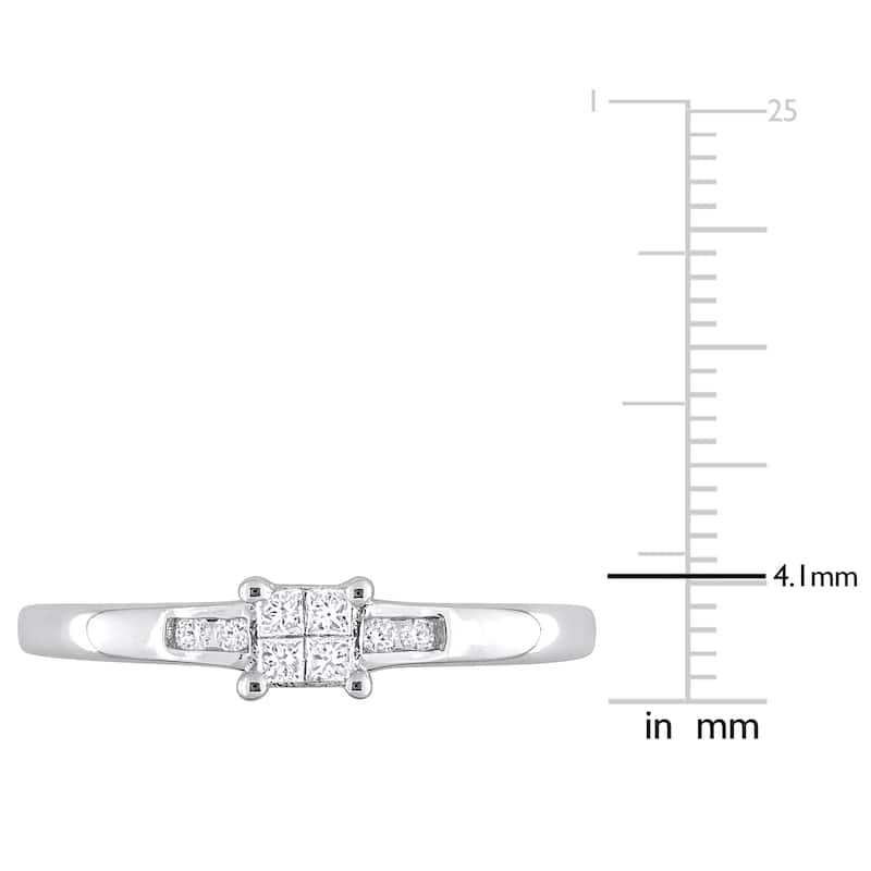 Miadora 1/8ct TW Princess Cut Diamond Quad Engagement Ring in Sterling Silver