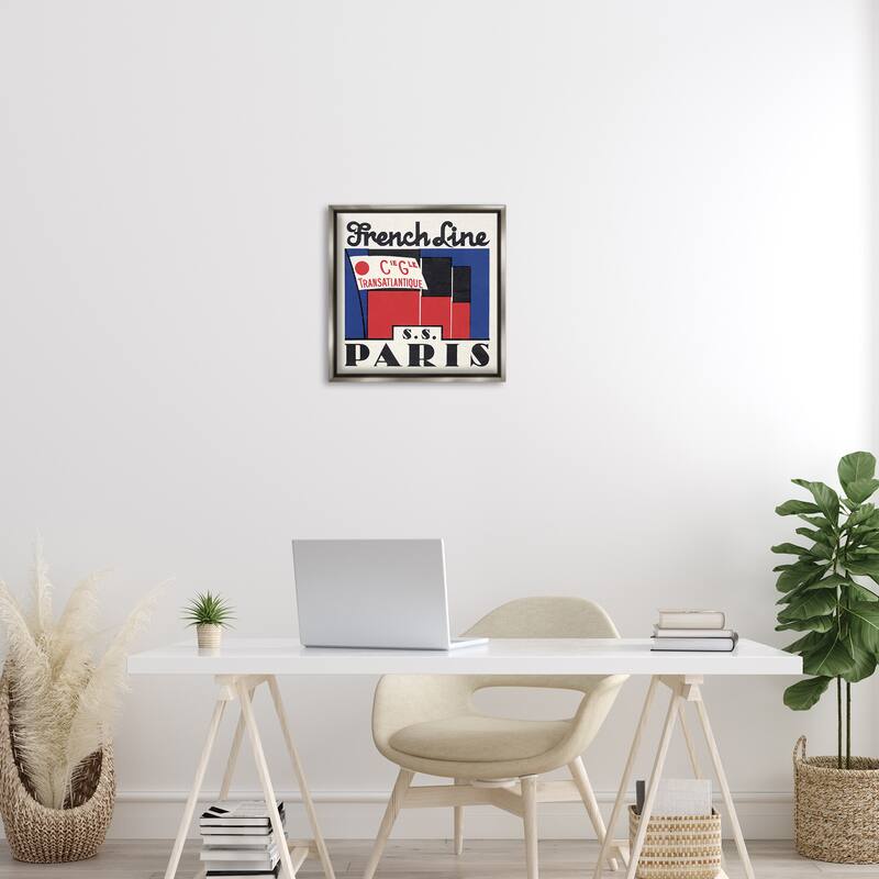 Stupell SS Paris Vintage Banner Framed Floater Canvas Wall Art Design By Phillipa Katz