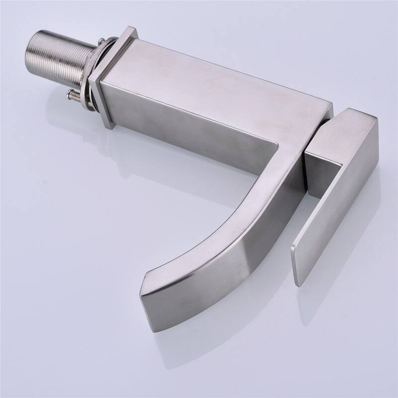 Waterfall Spout Bathroom Sink Single Handle Faucet with Pop-Up Drain (with Overflow)