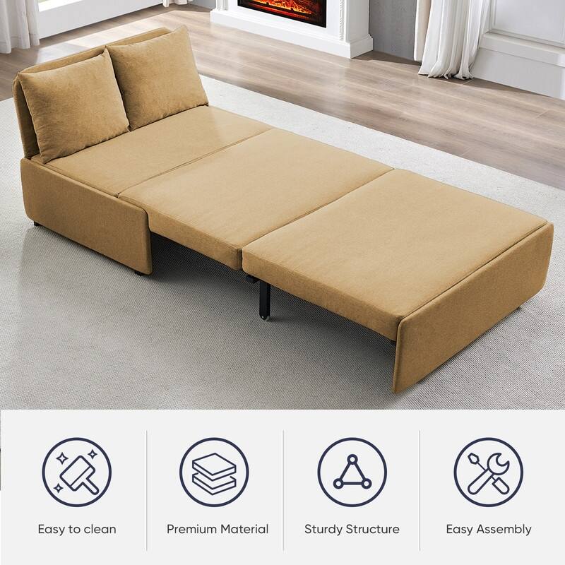 Mixoy Full Size Queen Size Sofa Bed,2 in 1 Convertible Linen 1-Seater/Loveseat Sleeper Sofa Couch with Cushions