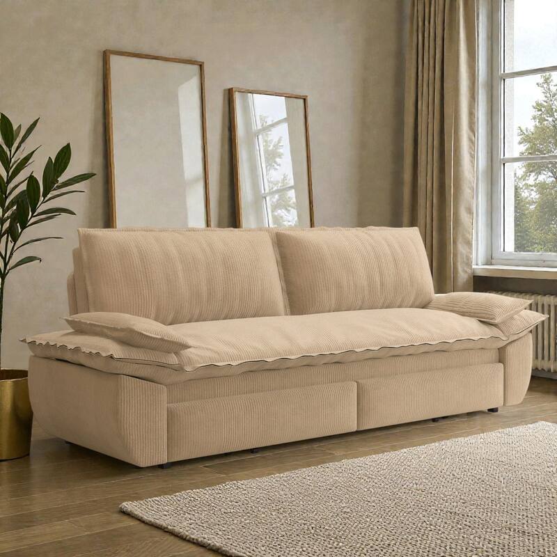73.2" Pull Out Sofa Bed, 3-in-1 Convertible Queen Sleeper Sofa, Velvet Loveseat Couch for Living Room Bedroom