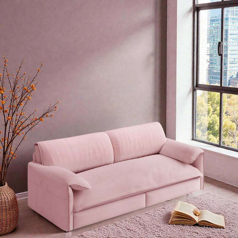 66" Pull Out Sofa Bed, 3-in-1 Convertible Queen Sleeper Sofa with Side Storage, Velvet Loveseat for Living Room Apartment