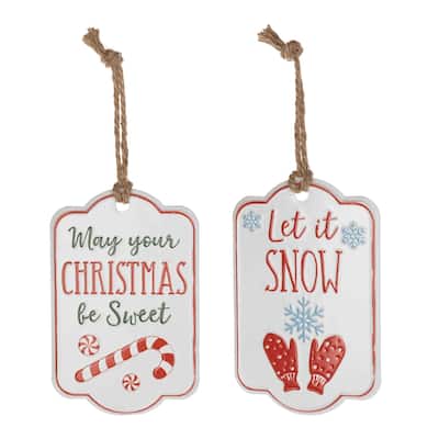 Sentiment Christmas Tag Ornaments - 8.5" - 12ct