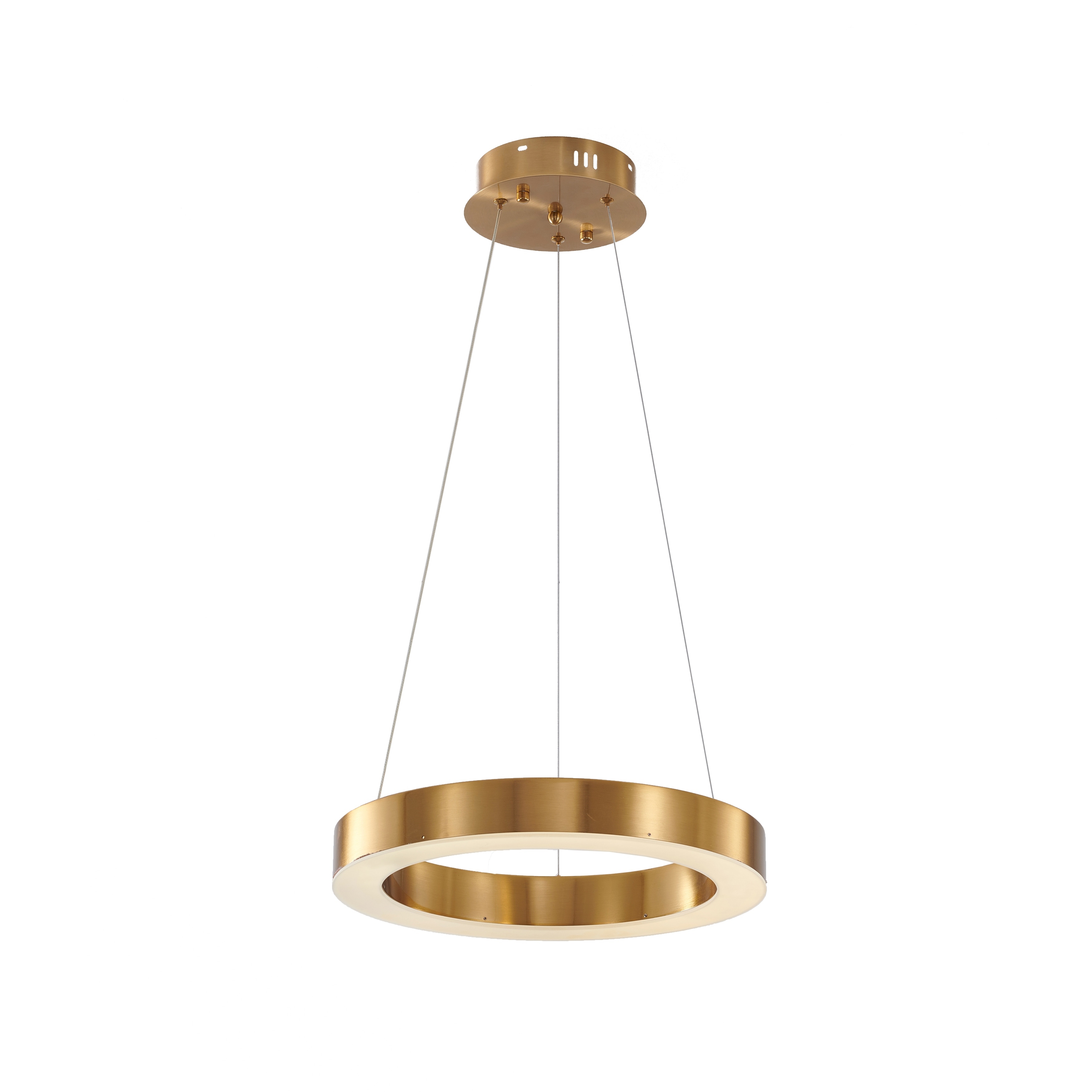Transitional 1-Light Gold LED Chandelier With An Acrylic Bottom Lens