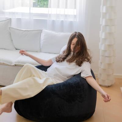 3-Foot Memory Foam Bean Bag Chair with Fluffy Removable Sponge