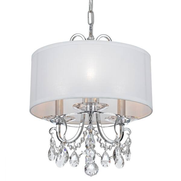 slide 2 of 6, Othello 3 Light Clear Crystal Polished Chrome Mini Chandelier - 15'' W x 15'' H 15'' W x 15'' H