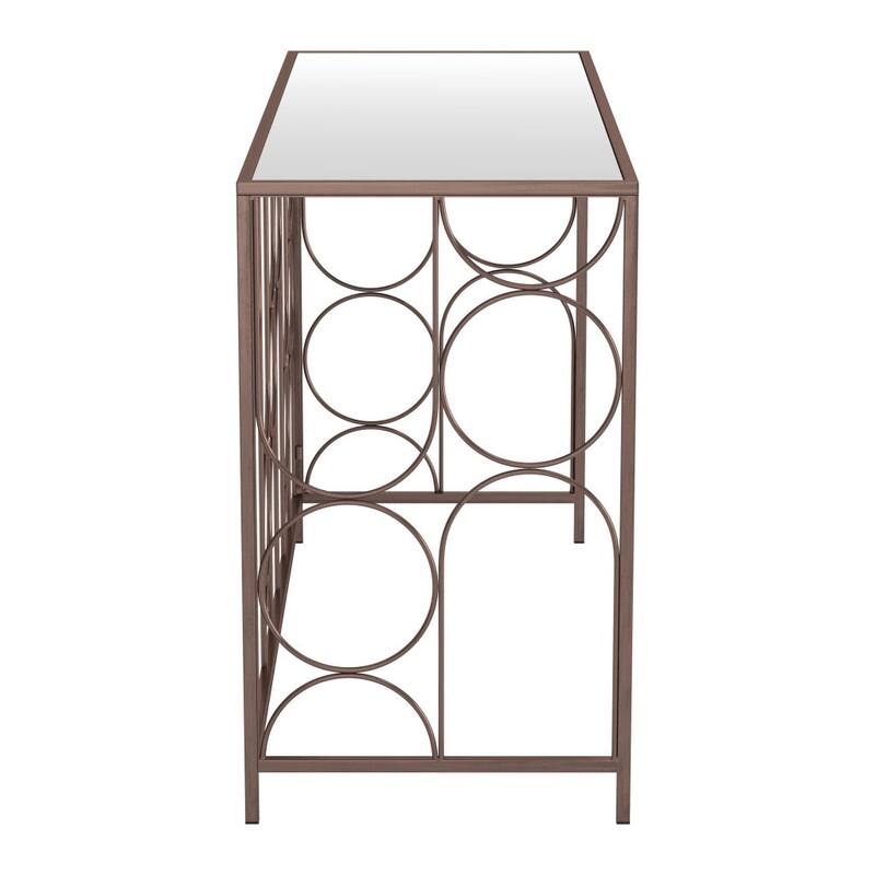 HomeRoots 50" Bronze Mirrored Glass and Steel Frame Console Table - 50.00 in. x 30.10 in. x 19.00 in.