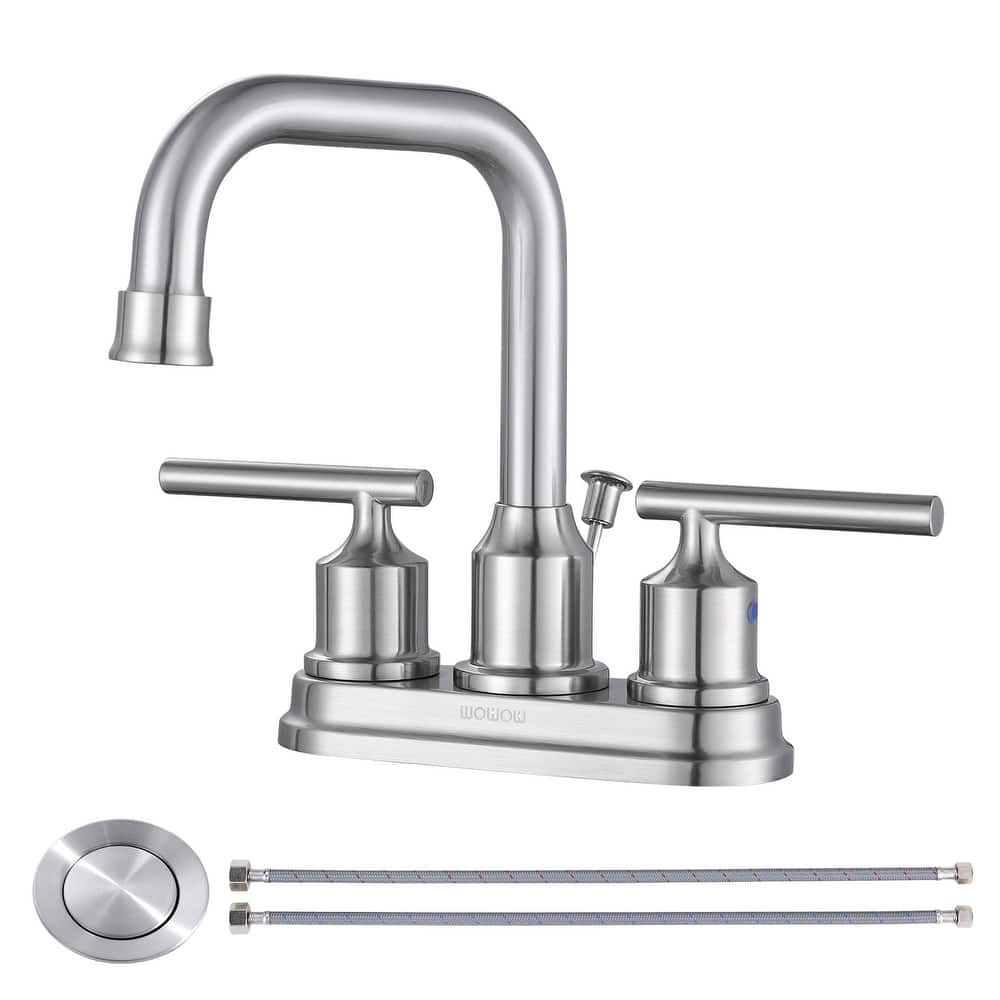 WOWOW 4 in. Centerset Double Handle Bathroom Faucet