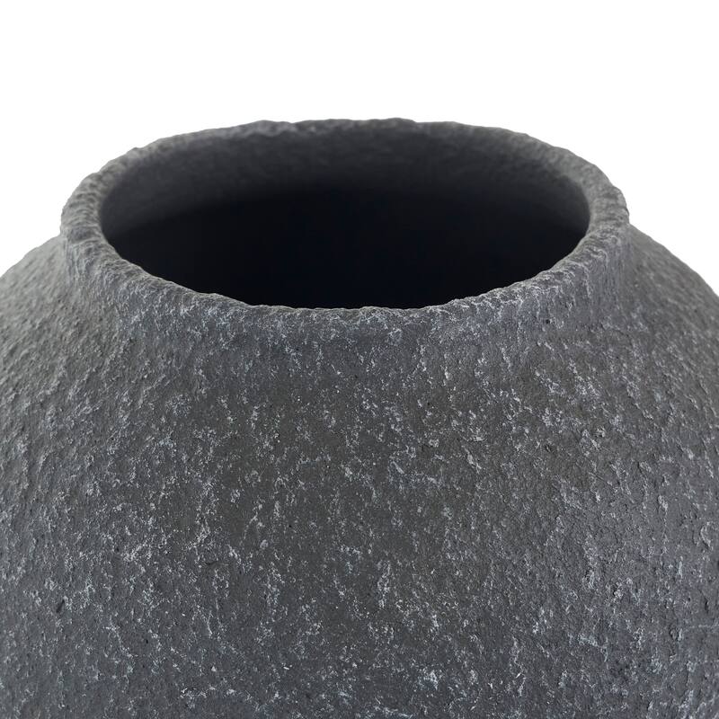 Black Ceramic Whitewashed Textured Vase