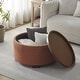 preview thumbnail 46 of 51, Huimo Modern round wooden tray Ottoman with Storage Orange