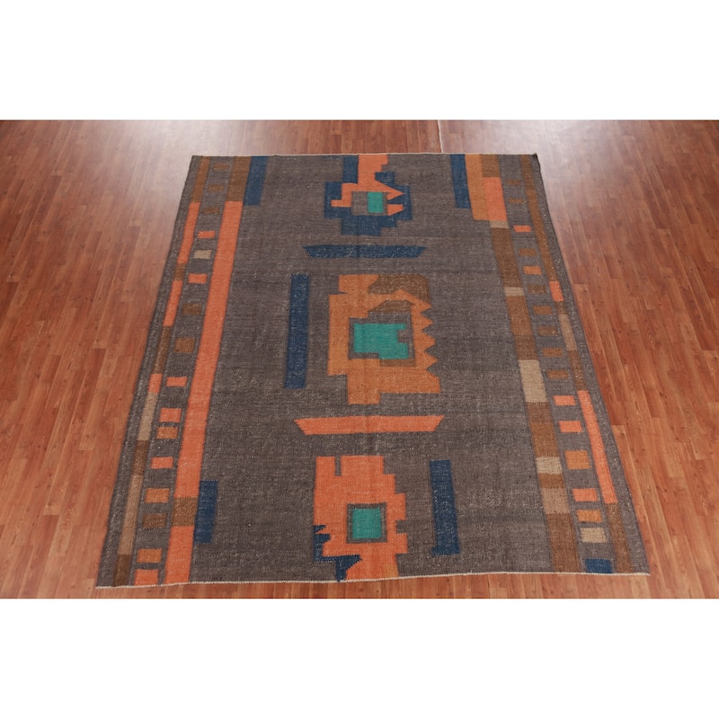 Hand Woven Oriental 100% Jute Carpet Southwestern Modern Greys & Charcoal Kilim Area Rug - 10' 0'' X 8' 7''