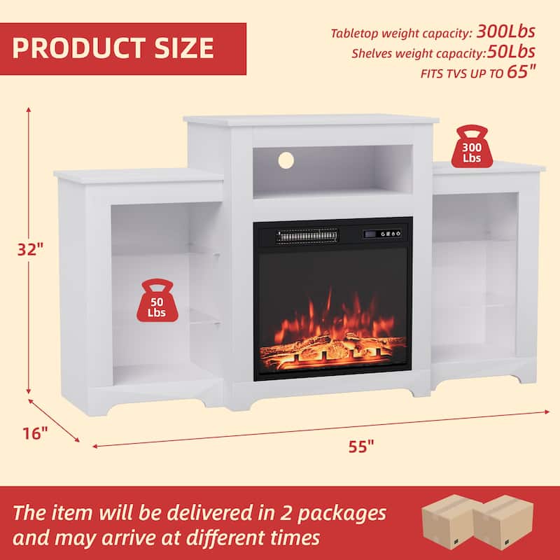 EROMMY Electric Fireplace Heater Mantel TV Cabinet, Media Entertainment Center, Energy Efficient Heater
