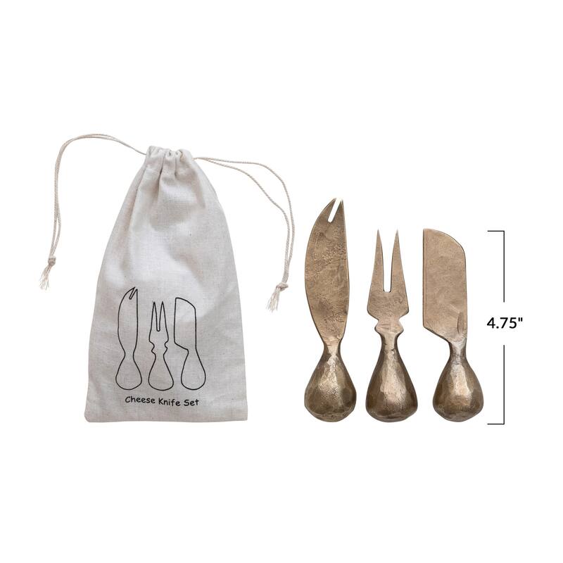 Hand-Forged Metal Cheese Knives Set - 5.5"L x 1.25"W x 1.25"H