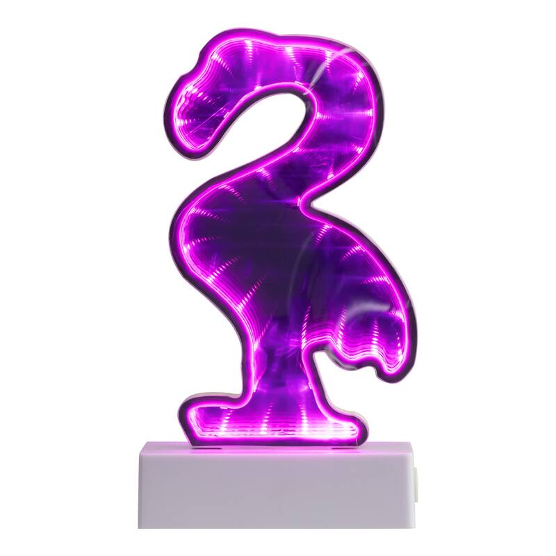 LED Lighted 3D Flamingo Infinity Mirror - 8"
