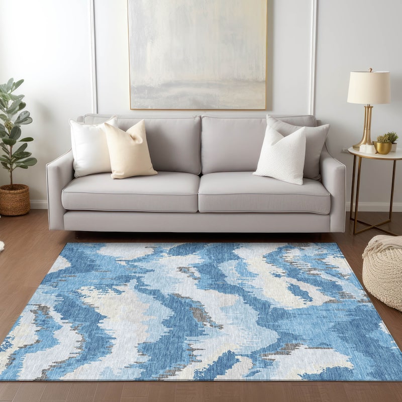 Machine Washable Indoor/ Outdoor Chantille Ombre Abstract Rug