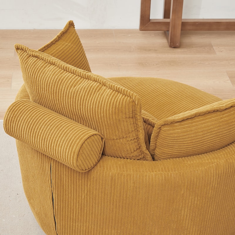 52" Upholstered Swivel Barrel Chair with Moon Storage Ottoman