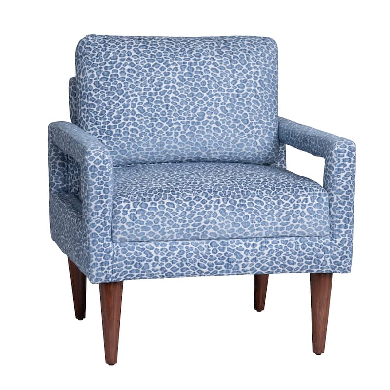 Blue Upholstered Accent Armchair with Wood Frame