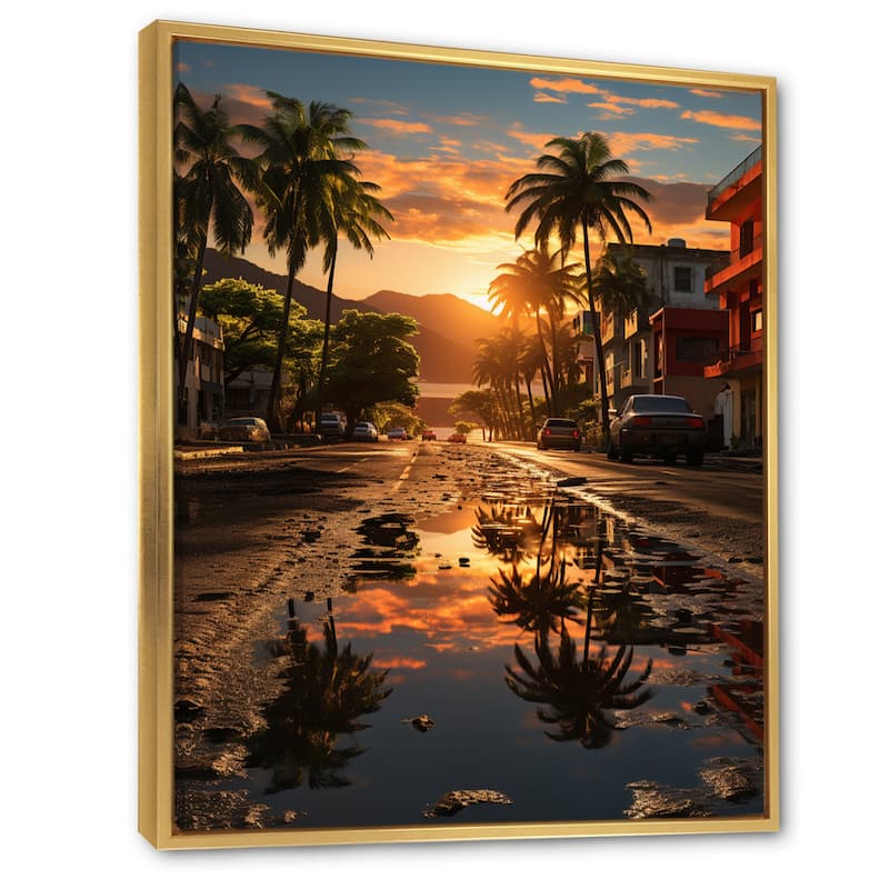 Designart "Puerto Rico Landscape" Puerto Rico Framed Canvas Art Print