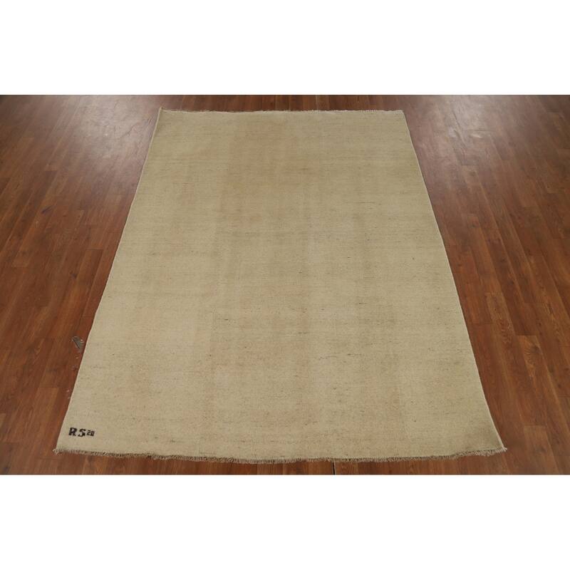 Modern Gabbeh Oriental Area Rug Handmade Solid Wool Carpet - 4'11" x 6'4"