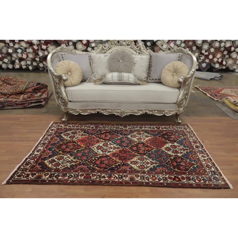 Hand Knotted Oriental 100% Wool Carpet Traditional Geometric Multi-Colored Bakhtiari Area Rug - 6' 5'' X 4' 8''