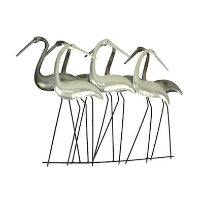 Metal Flock Of Coastal Birds Wall Art Sculpture Hanging Beach Home