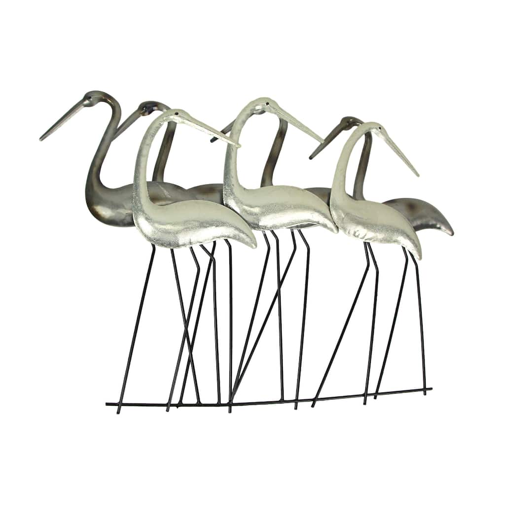 Metal Flock Of Coastal Birds Wall Art Sculpture Hanging Beach Home