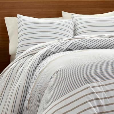 Eddie Bauer Cooper Stripe Cotton Reversible Duvet Cover Set