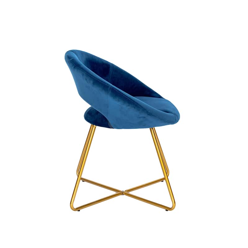 Porthos Home Reine Leisure Accent Chair, Velvet Upholstery, Gold Legs - Blue