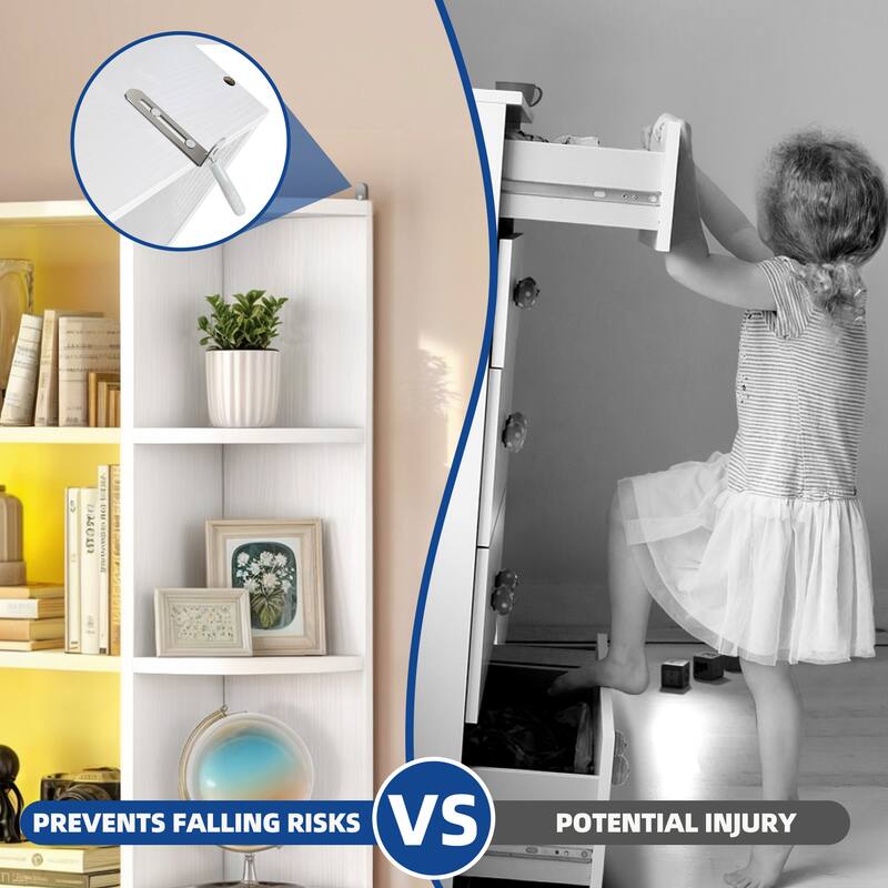 Moasis 70"H 6-Tier Corner Bookshelf L-Shaped Bookcase with LED Lights for Living Room