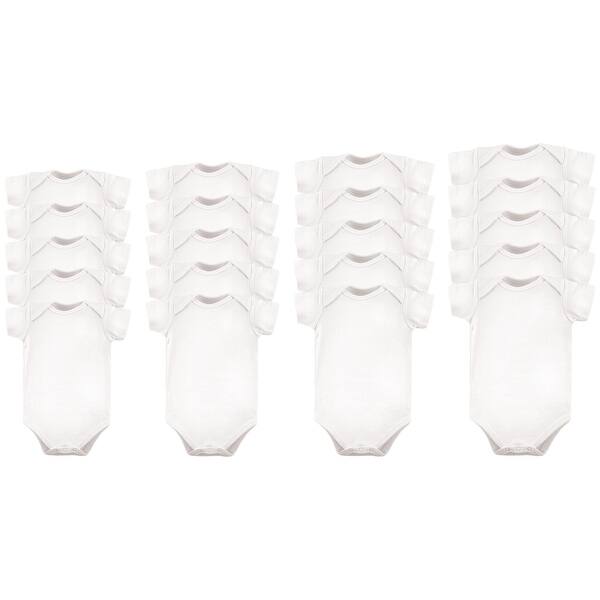 slide 1 of 1, Luvable Friends Cotton Bodysuits 20pk, White, 0-12 Months - White 20-Pack 0-12 Months - White 20-Pack