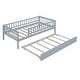 preview thumbnail 31 of 46, Twin Size Daybed with Trundle, Wood Twin Bed with Fence Guardrails