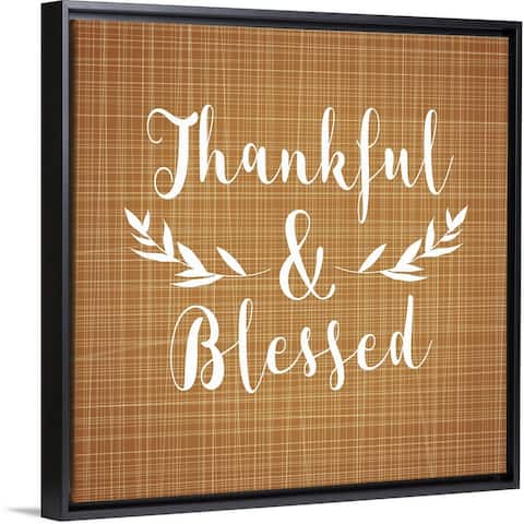 "Thankful and Blessed" Black Float Frame Canvas Art
