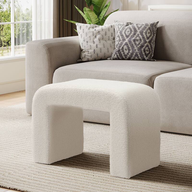 Upholstered Soft Vanity Stool, Arched Footstool Ottoman, Dressing Chair Sofa Footrest Shoe Bench