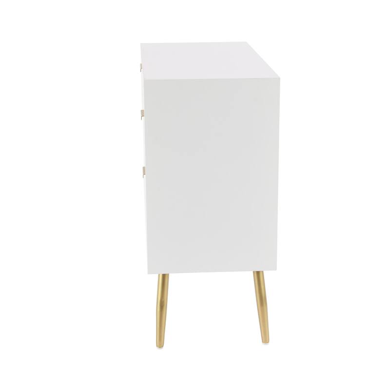 Wooden Geometric 3 Drawer Chest with Gold Legs - White - Roche River Decor