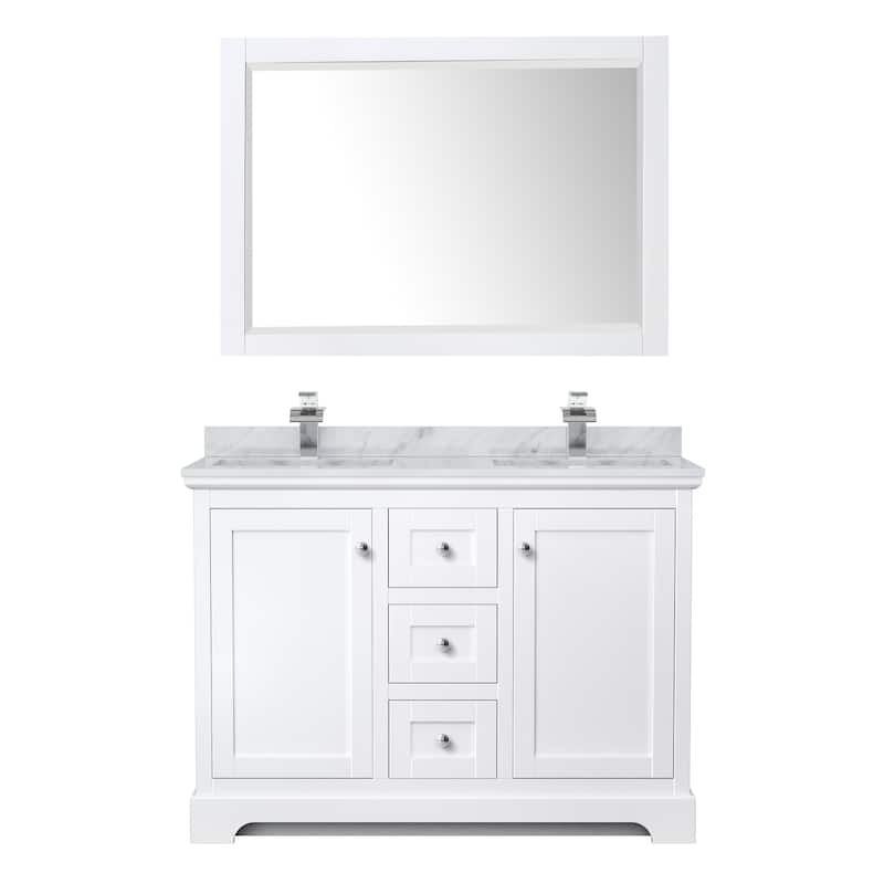 Avery 48-Inch Double Vanity Set with Square Sinks, 46-Inch Mirror