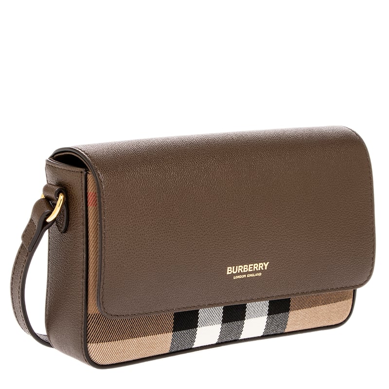Burberry Hampshire Small House Check & Leather Crossbody