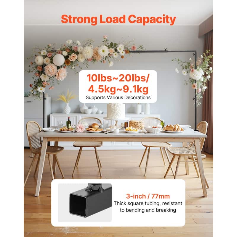 Adjustable Table Arch Stand with Clamps and Square Tube Metal Rod Frame Ideal for Indoor or Outdoor Decoration